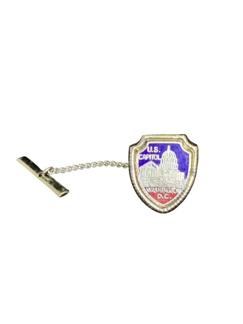 Silver Tone Red, White And Blue U S Capital Tie Tack (2128)
